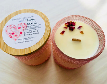 Coconut &amp; Beeswax Candle 8 oz~ Love Spell