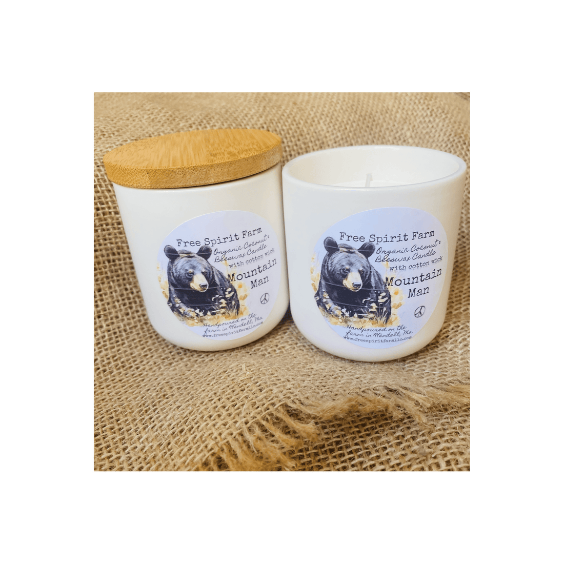 Ceramic Coconut &amp; Beeswax Candle ~Mountain Man